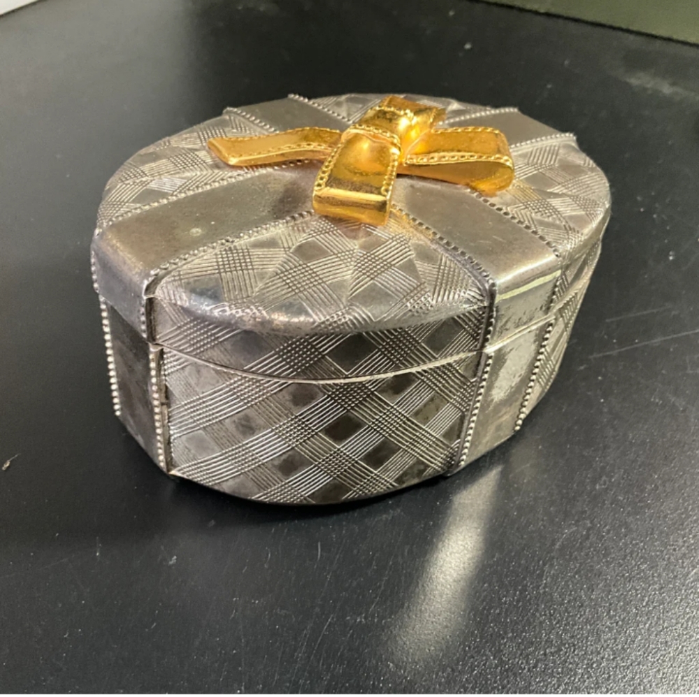 Vintage Godinger Silver Gold Lined Trinket Jewelry Box